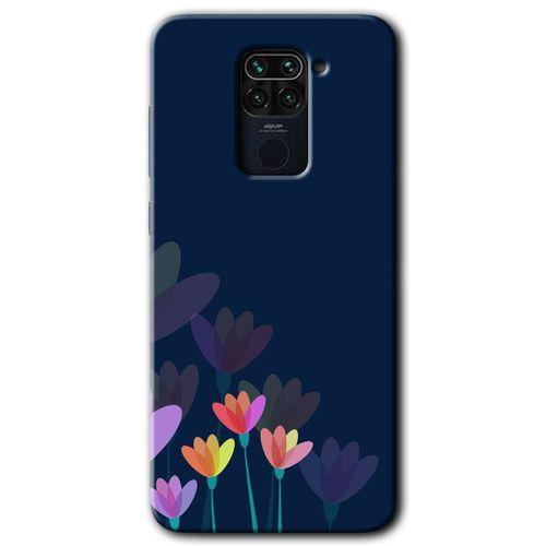 MRCİLETİSİM Xiaomi Redmi Note 9 Kılıf Baskılı Kapak - Çizim Çiçekleri + 5D Tam Kaplayan Cam