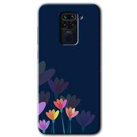 MRCİLETİSİM Xiaomi Redmi Note 9 Kılıf Baskılı Kapak - Çizim Çiçekleri + 5D Tam Kaplayan Cam