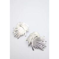 Metal Yaprak Küpe - Gümüş