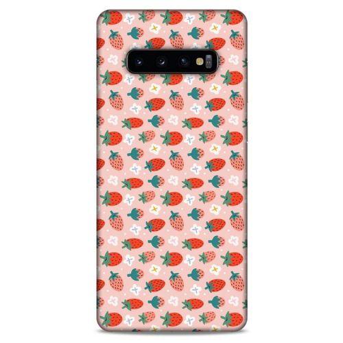 Frutix Çilek 01 Samsung Galaxy S10 Plus Kılıf Desenli Silikon