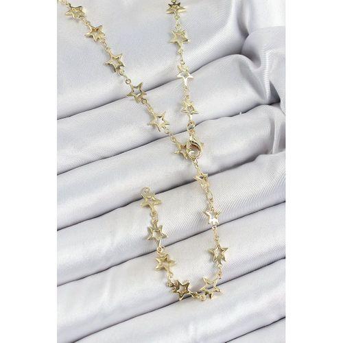 Pirinç Gold Renk Yıldızlı Kadın Y Kolye