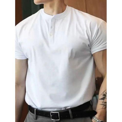 Erkek Kısa Kollu Hakim Yaka önü Düğmeli Viskon Bluz