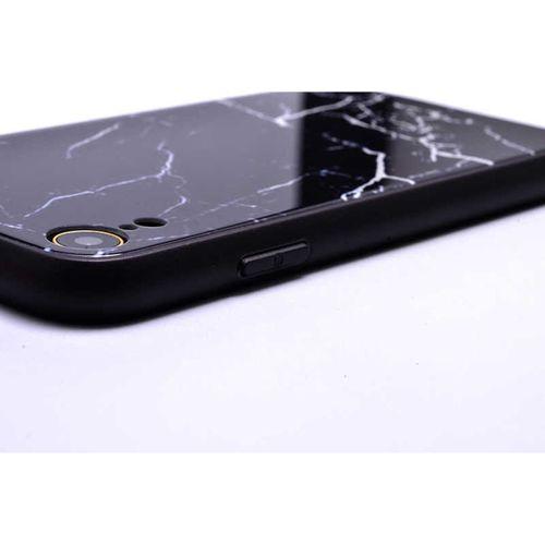 Apple iPhone XR 6.1 Kılıf Zore Mermer Desenli Ebruli Cam Kapak
