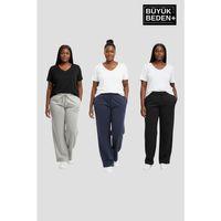 Kadın Büyük Beden Paça Reçme İnce Eşofman Altı 3’lü Set – Rahat Kalıp SPR26BEA952+3