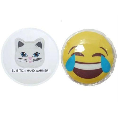 Gülen Emoji,Kedi Cep Sobası,El Isıtıcı,2 Adet Sıcak Su Torbası Pvc  9Cm