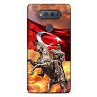 LG K61 Kılıf Atatürk (47) Crystal Flex Kılıf Kızıl Bulut