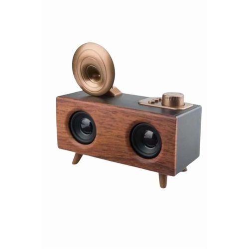 Bluetooth Nostalji Speaker Radyo Gramofon Ahşap Renk Vintage