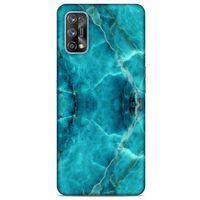 Mermer Desenli (13) Tema Silikon Kap Turkuaz Oppo Realme 7 Pro Kılıf