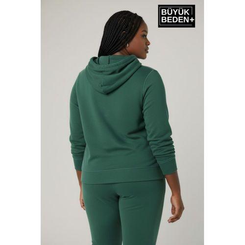 Kadın Büyük Beden Kapşonlu ince Sweatshirt SPR24BSWK57