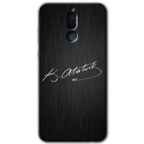 Huawei Mate 10 Lite Kılıf Baskılı Kapak - İmza Atatürk + 5D Tam Kaplayan Cam
