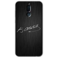 Huawei Mate 10 Lite Kılıf Baskılı Kapak - İmza Atatürk + 5D Tam Kaplayan Cam