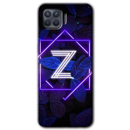 Oppo Reno 4 Lite Kılıf Baskılı Kapak - Dark Neon Yaprak Z Harfi + 5D Tam Kaplayan Cam
