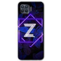 Oppo Reno 4 Lite Kılıf Baskılı Kapak - Dark Neon Yaprak Z Harfi + 5D Tam Kaplayan Cam