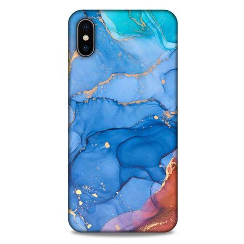 Apple iPhone XS Max Uyumlu Kılıf Mavi Delisi (10) Full Koruma Kılıfı Mermer