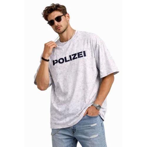 Erkek Asit Yıkamalı Oversize Tişört ön Ve Arkası Baskılı %100 Pamuk Street Style T-Shirt - Beyaz