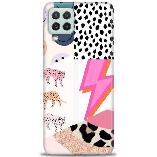 Samsung Galaxy M22 Kılıf HD Baskılı Kılıf - Kaplan Benek Şimşek + Tam Ekran Koruyucu