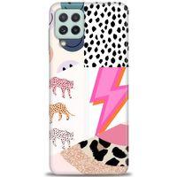 Samsung Galaxy M22 Kılıf HD Baskılı Kılıf - Kaplan Benek Şimşek + Tam Ekran Koruyucu