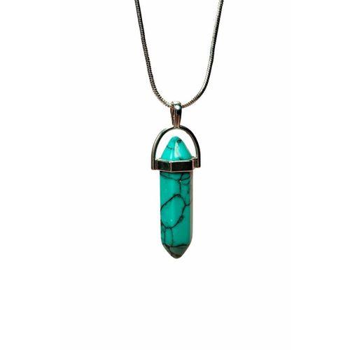 Turkuaz Doğal Taşı Zincirli El Yapımı Kolye Uç: 3 cm Zincir: 20 cm Kutulu