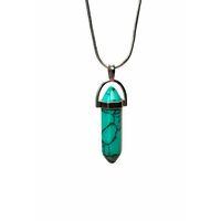 Turkuaz Doğal Taşı Zincirli El Yapımı Kolye Uç: 3 cm Zincir: 20 cm Kutulu