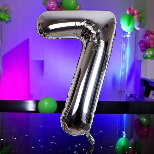 YÜKSEK KALİTE 1 METRE GÜMÜŞ 7 RAKAM BALON GÜMÜŞ 7 RAKAM FOLYO BALON UÇAN BALONA HELYUM GAZINA UYGUN