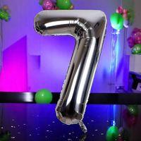 YÜKSEK KALİTE 1 METRE GÜMÜŞ 7 RAKAM BALON GÜMÜŞ 7 RAKAM FOLYO BALON UÇAN BALONA HELYUM GAZINA UYGUN