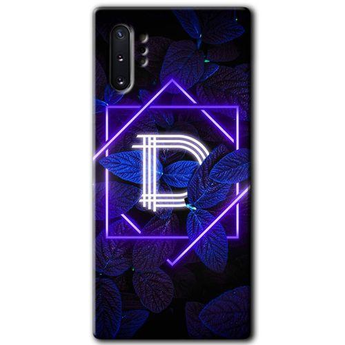 MRCİLETİSİM MRCİLETİSİM Samsung Galaxy Note 10 Plus Kılıf HD Desen Baskılı Arka Kapak + Temperli Cam - Dark Neon  D Harfi