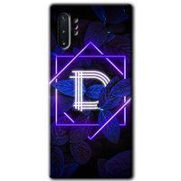 MRCİLETİSİM MRCİLETİSİM Samsung Galaxy Note 10 Plus Kılıf HD Desen Baskılı Arka Kapak + Temperli Cam - Dark Neon  D Harfi