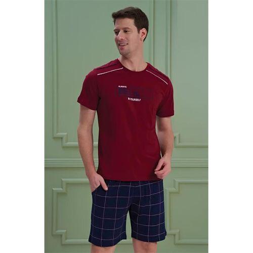 Erkek Yazılı Kısa Kollu Şortlu Pijama Takım - 1204 - OVR - SLP