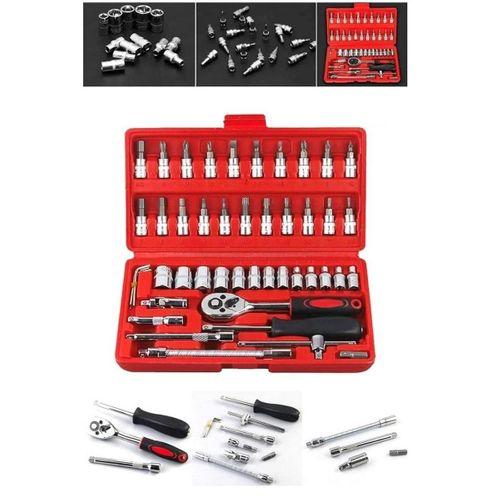 Zhltools 58 Parça Set 46 Parça Lokma Takımı otomatik Cırcır 1/4 12 Parça Kombine Açık Ağız Yıldız Anahtar Takımı