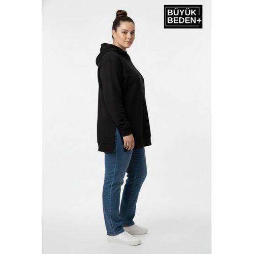 Büyük Beden Kapşonlu Tunik Sweatshırt SPR26BTK991