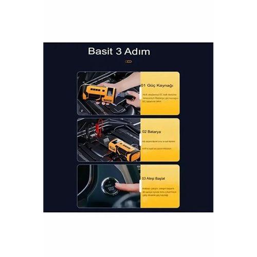 8000 Mah Taşnabilir Dijital Ekranlı Araç Akü Takviyeli,powerbank,ışıklı Oto Hava Kompresörü