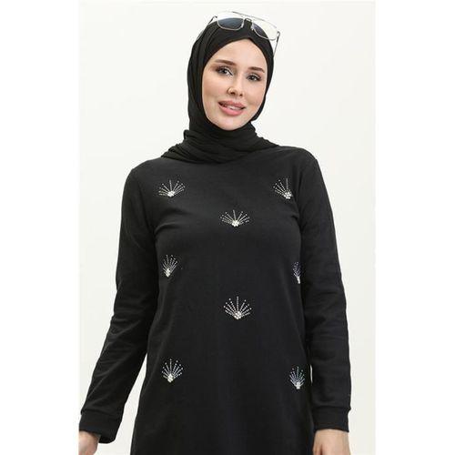 Bisiklet Yaka Uzun Tunik Pantolon Sade Basic Spor Takımı - 03050.003 - Siyah