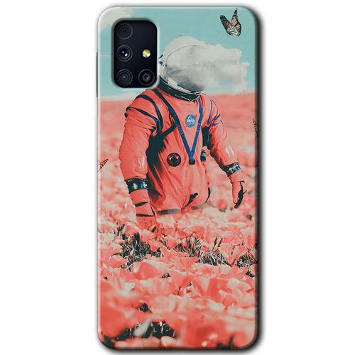 MRCİLETİSİM MRCİLETİSİM Samsung Galaxy M31s Kılıf HD Desen Baskılı Arka Kapak + Temperli Cam - Uzay Bahçesi