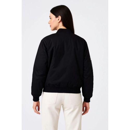 Içi Astarlı Fermuarlı Bomber Mont Ceket - Siyah