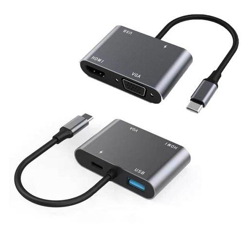 Global 4in1 Type-C to HUB PD 100W+HDTV+VGA+UsbA Dönüştürücü Adaptör