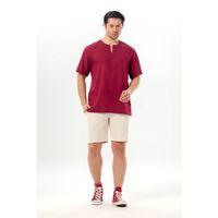 Kısa Kol Şile Bezi Bisiklet Yaka Erkek Yazlık Tshirt Koyu Bordo 3068