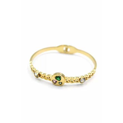 Taşlı Kalp Bilezik - Altın