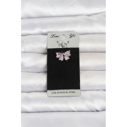 316L Cerrahi Çelik Pembe Fiyonk Model Göbek Piercing