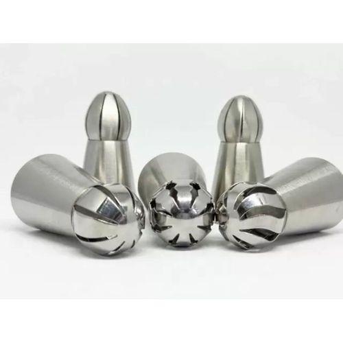 5'li Profesyonel Rus Top Duy Ucu Seti – 5.9 Cm Büyük Boy Paslanmaz Çelik Krema Sıkma Ve Fırfır Uçları