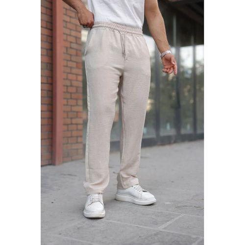 Erkek Beli Lastikli Pera Keten Pantolon