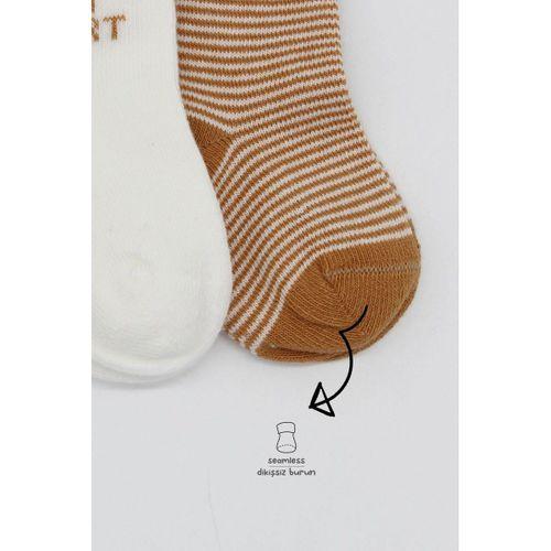 Bistyle Big Heart Penye Soket Çorap 2'Li BS10117 Hardal