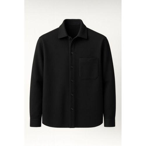 Frankel Kaşe Kumaş Tek Cepli Relaxed Fit Erkek Gömlek - Siyah