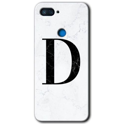 Xiaomi Mi 8 Lite HD Baskılı Kılıf + 9D Tam Ekran Koruyucu - Beyaz Mermer Desenli D Harfi