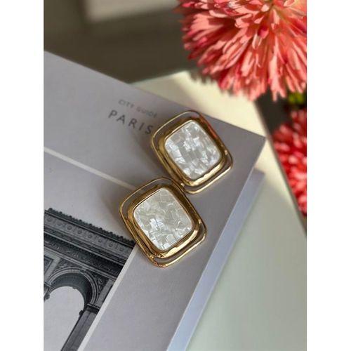 Taşlı Küpe - Beyaz