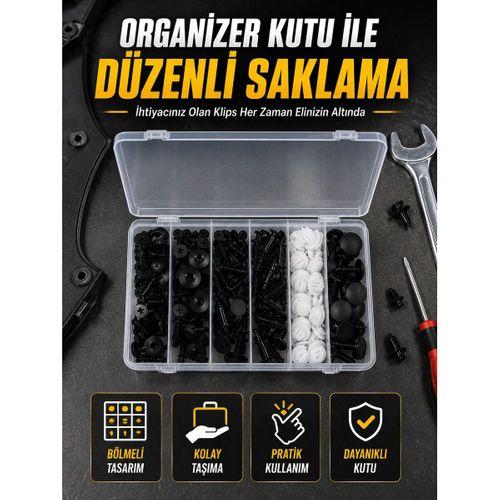 Profesyonel Oto Klips Tamir Seti 6 Farklı Model Plastik Sabitleme Pimi Organizer Kutulu