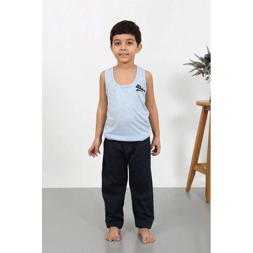 Erkek Çocuk Sıfır Kol Penye Pijama Takım Mavi