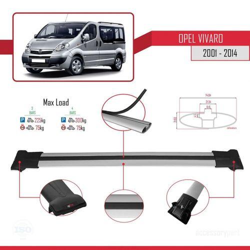 Opel Vivaro 2001-2014 Arası ile uyumlu FLY Model Ara Atkı Tavan Barı GRİ 3 ADET BAR