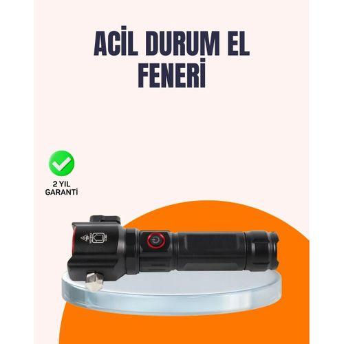 Çok Fonksiyonlu Acil Durum Feneri Yan Işıklı Çekiçli