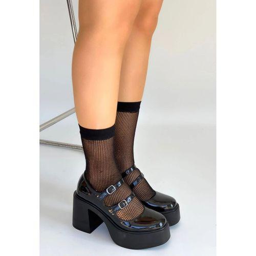 Jarlo Siyah Rugan Dolgu Topuk Ayakkabı