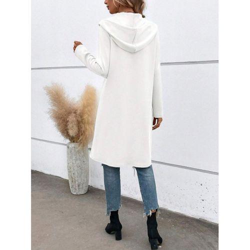 Kadın Uzun Kollu Kapşonlu önden Fermuarlı Midi Dalgıç Ceket